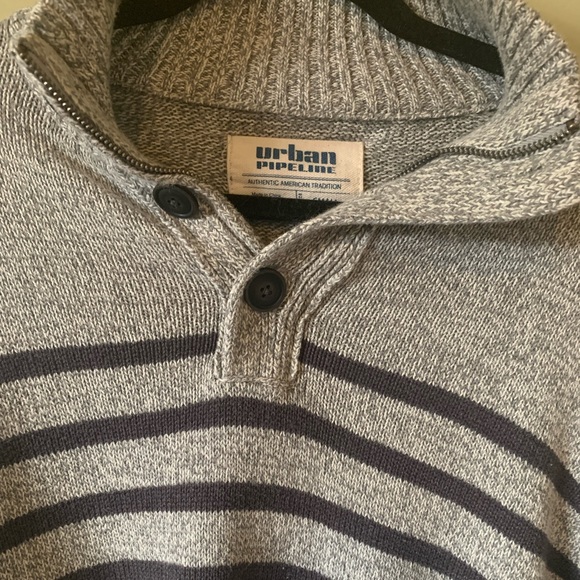 Urban Pipeline Grey Black Striped Marled Turtleneck  Pullover Sweater Size S - Picture 5 of 5